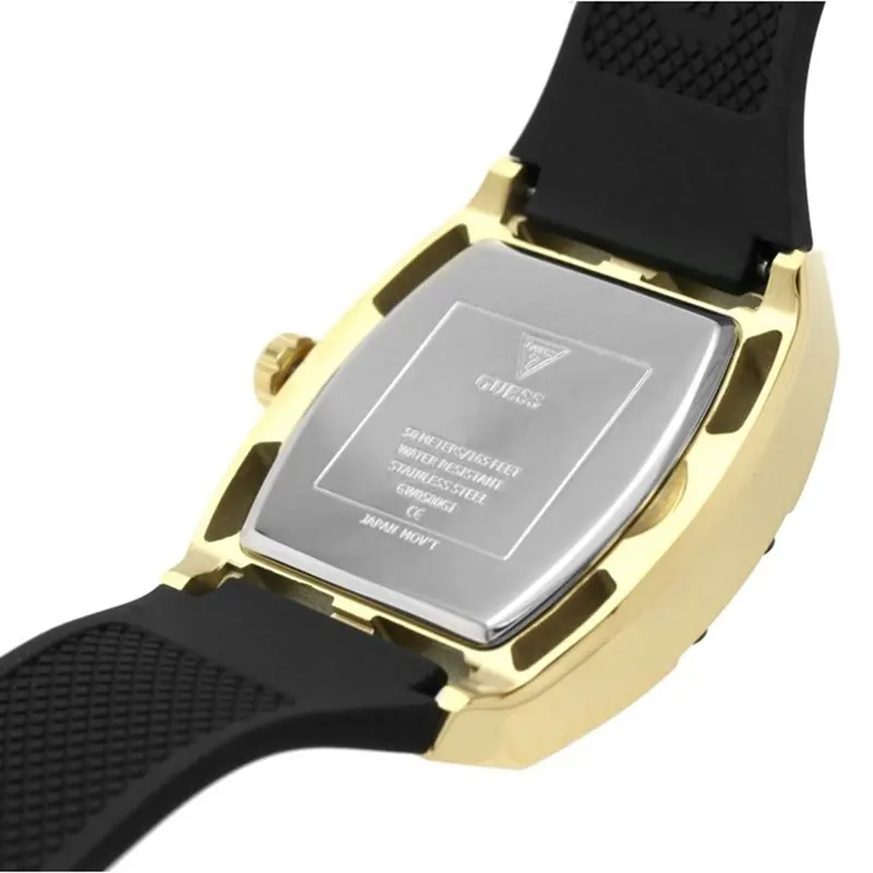 Guess Legend Black Dial Gold Bezel Men’s Watch- GW0500G1